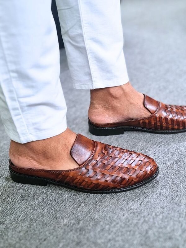 Vantigo Men's Handcrafted Mashed Leather Back Open Loafer